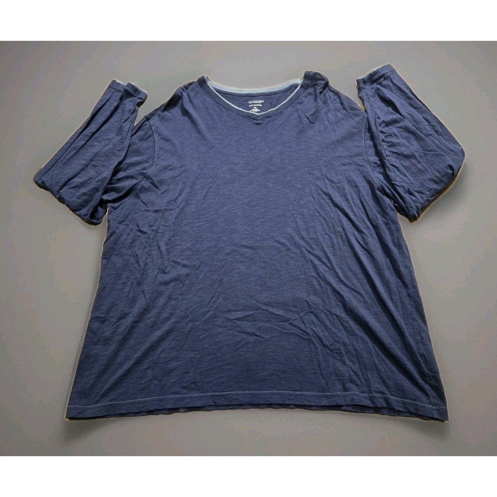 RoundTree & Yorke V-Neck Long Sleeve Soft Blue Means‎ XXL Casual Basic Shirt